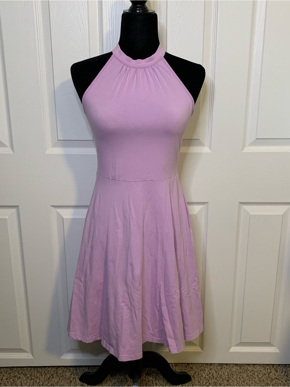 Lavender Sleeveless Halter A-Line Dress